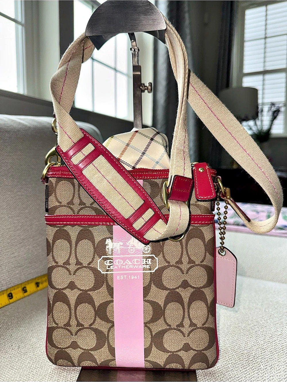 Coach Signature Heritage Stripe crossbody bag